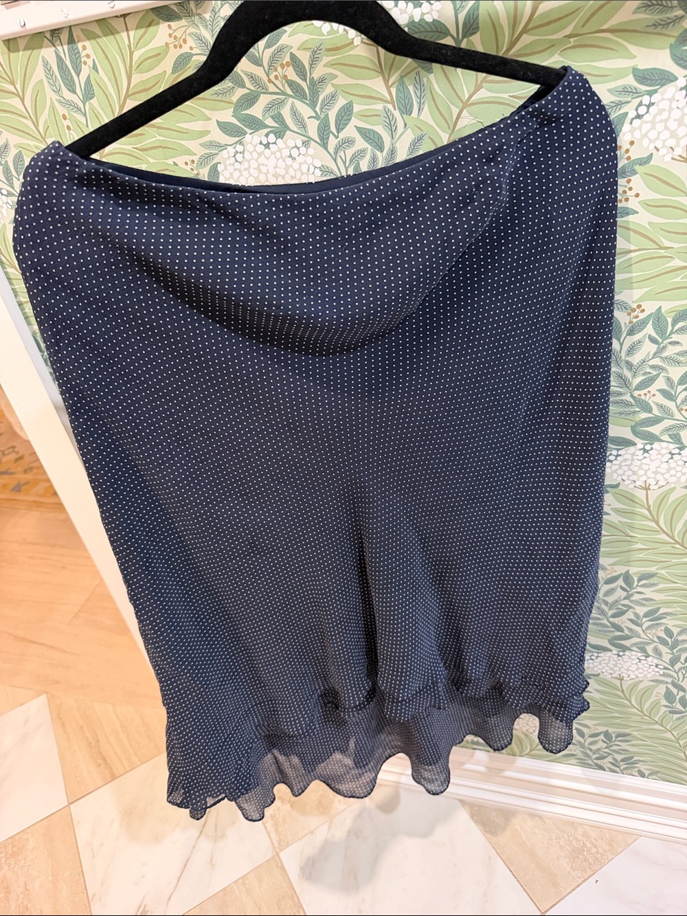 Ralph Lauren Navy Midi Skirt with White Polka Dots